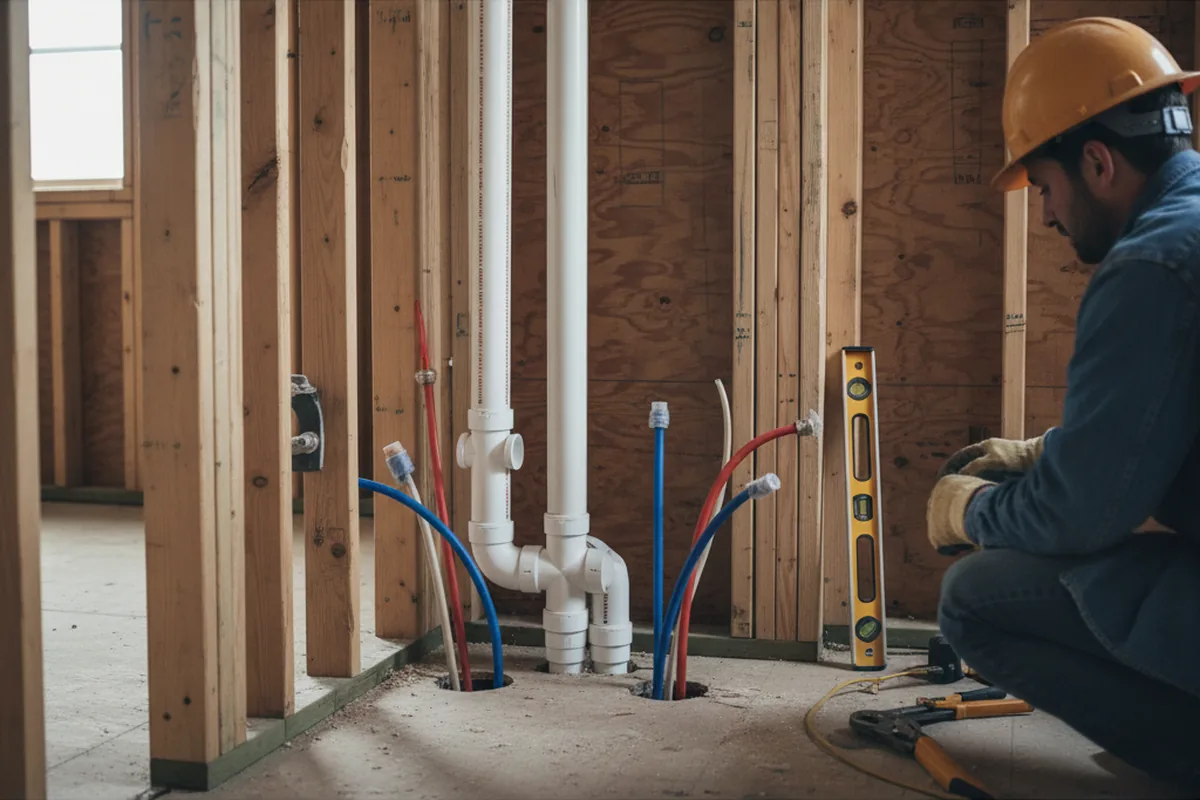 Drain and supply rough-in during Garbage Disposal Repair in Cedar Grove